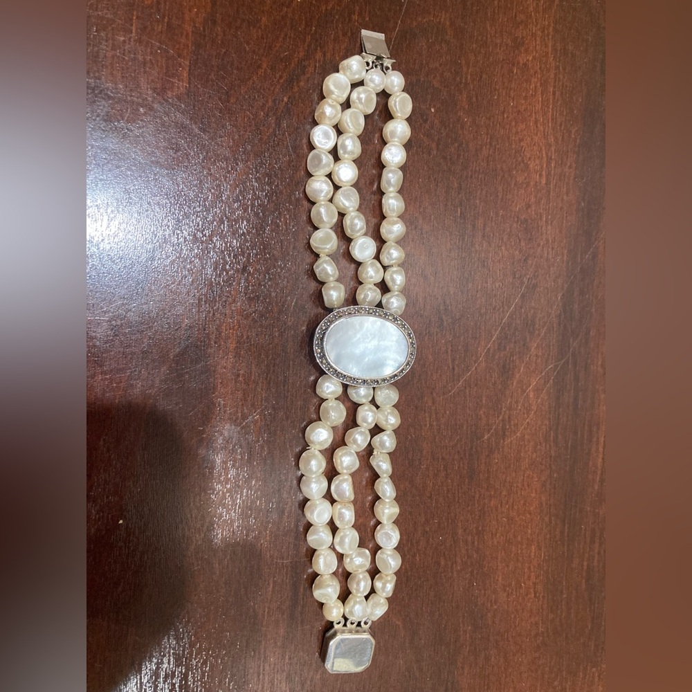 Judith Jack Marcasite, MOP & Pearl Vintage Sterling Bracelet